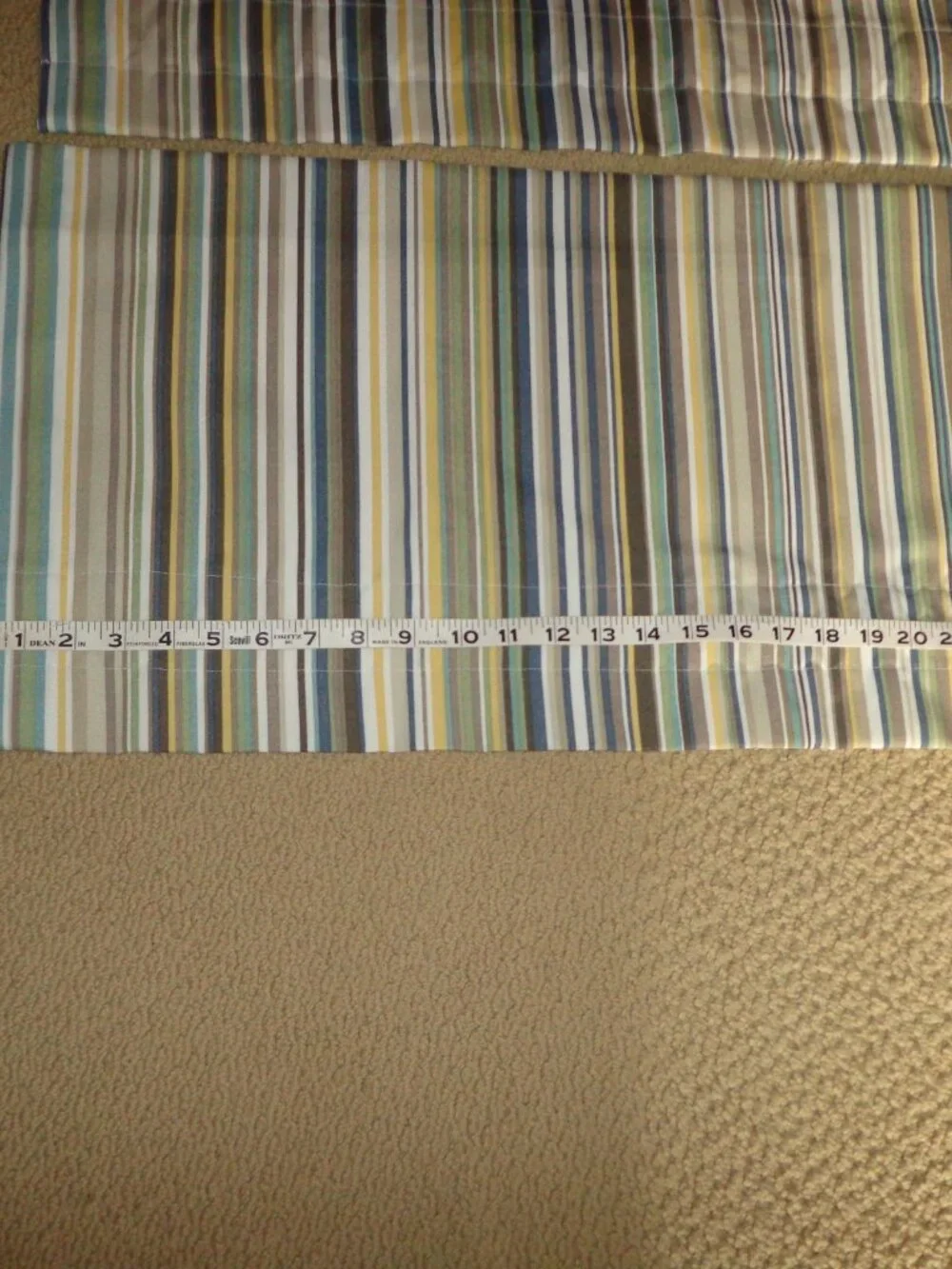 Pair Window Valances Striped Multi Fully Inner Lined Straight/Tailored
